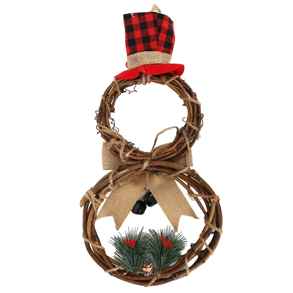 LED Christmas Snowman Wreath Christmas Door Decoration with Light for Home Decorations