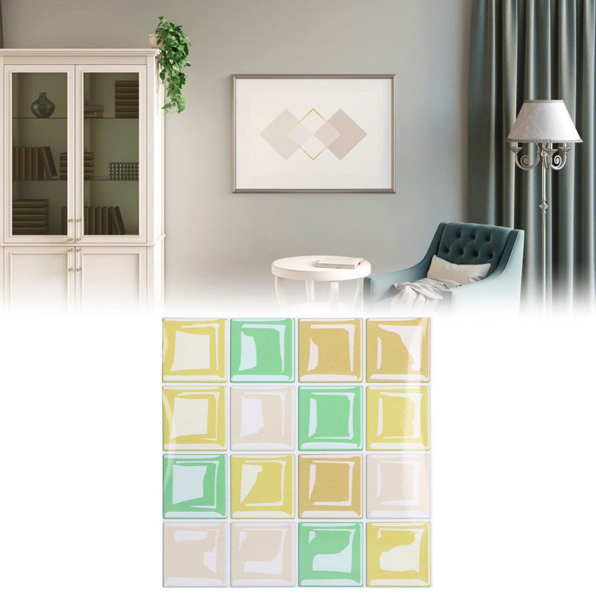 10 Packs Tile Sticker Waterproof Self Adhesive Mosaic Tile Sticker for Kitchen Floor Wall