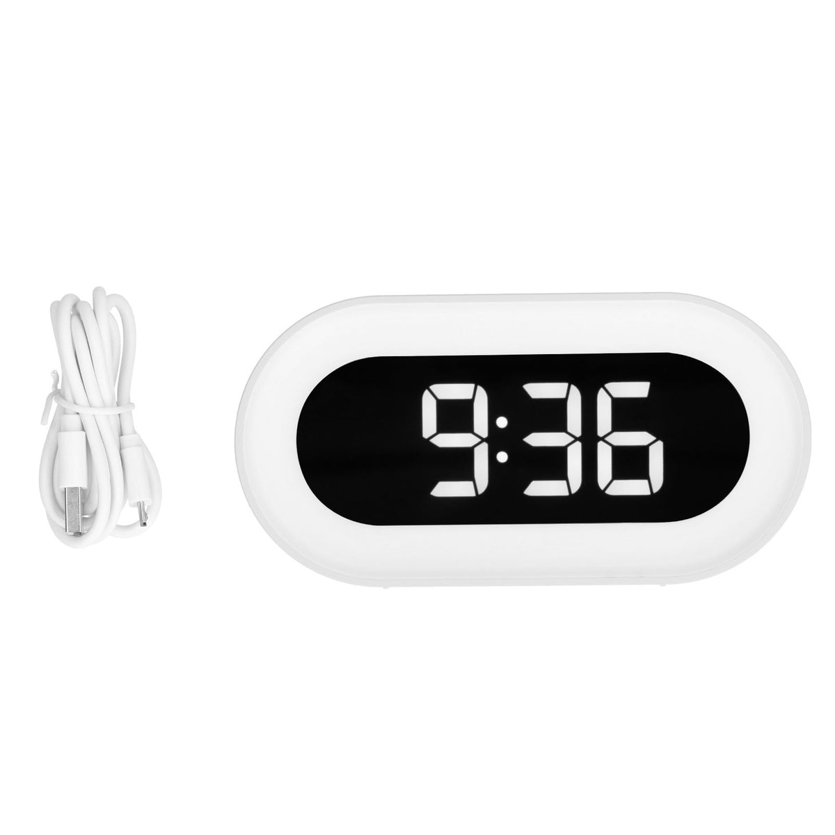 Night Light Alarm Clock LED Digital Display Music Alarm Clock Perpetual Calendar Clock with Memory FunctionWhite