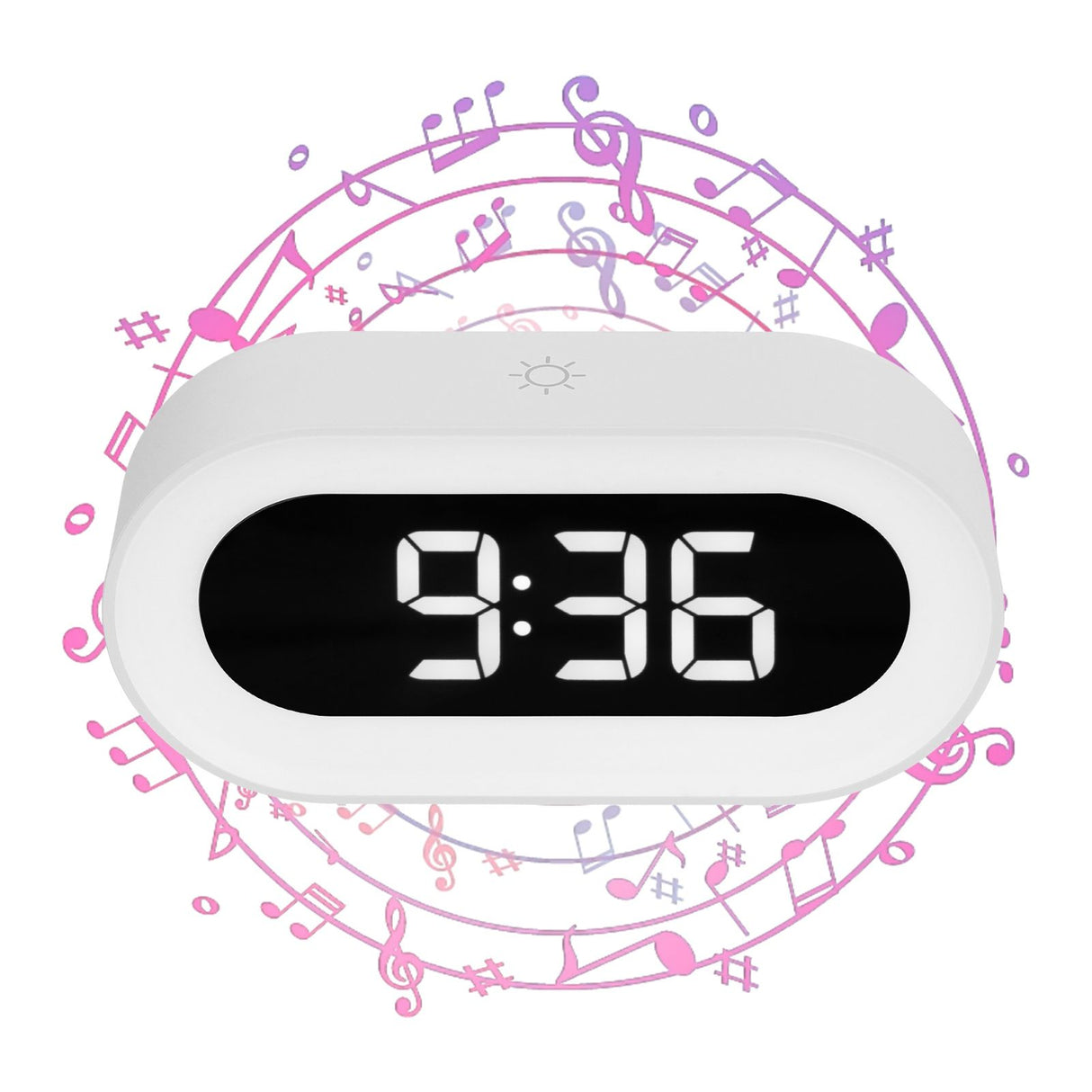 Night Light Alarm Clock LED Digital Display Music Alarm Clock Perpetual Calendar Clock with Memory FunctionWhite