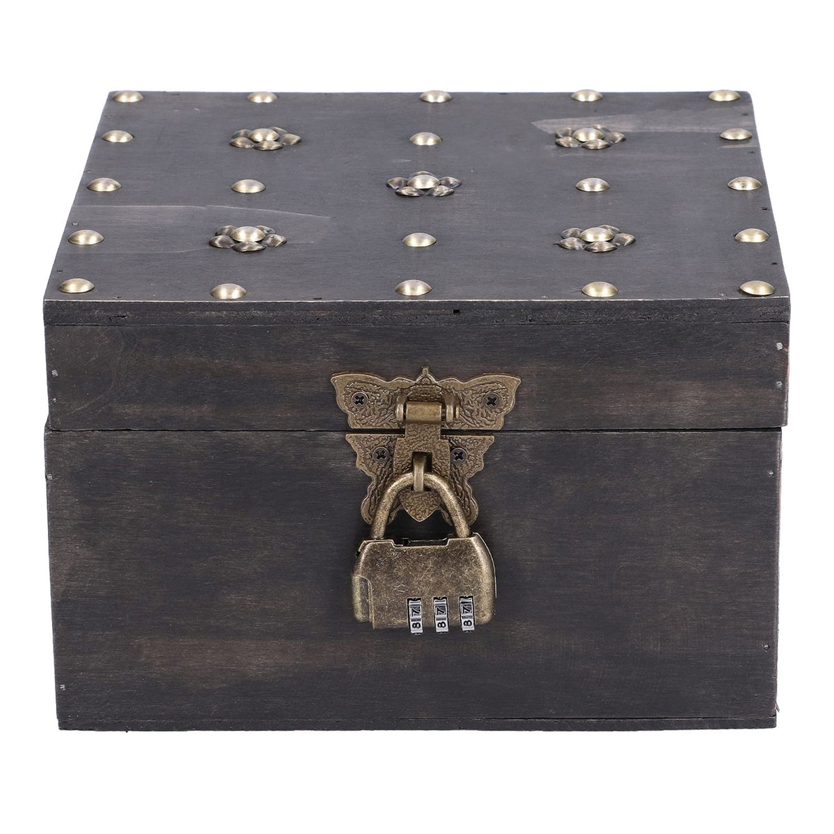 Treasure Props Storage Box with Password Lock Retro Wooden Storage Box for Home Living Room