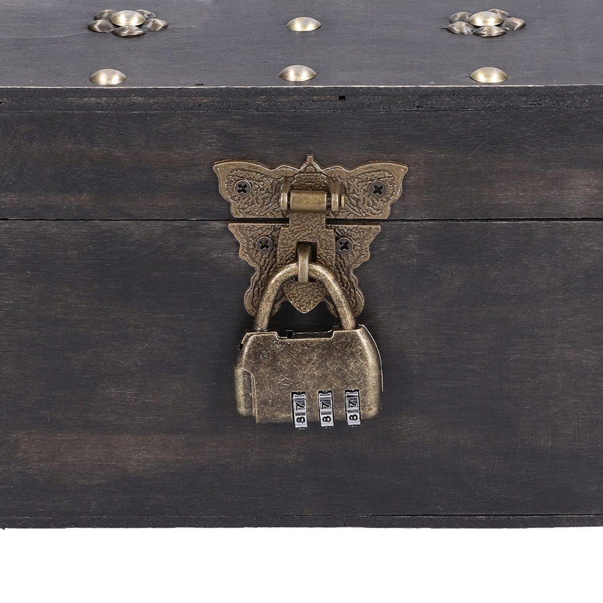 Treasure Props Storage Box with Password Lock Retro Wooden Storage Box for Home Living Room