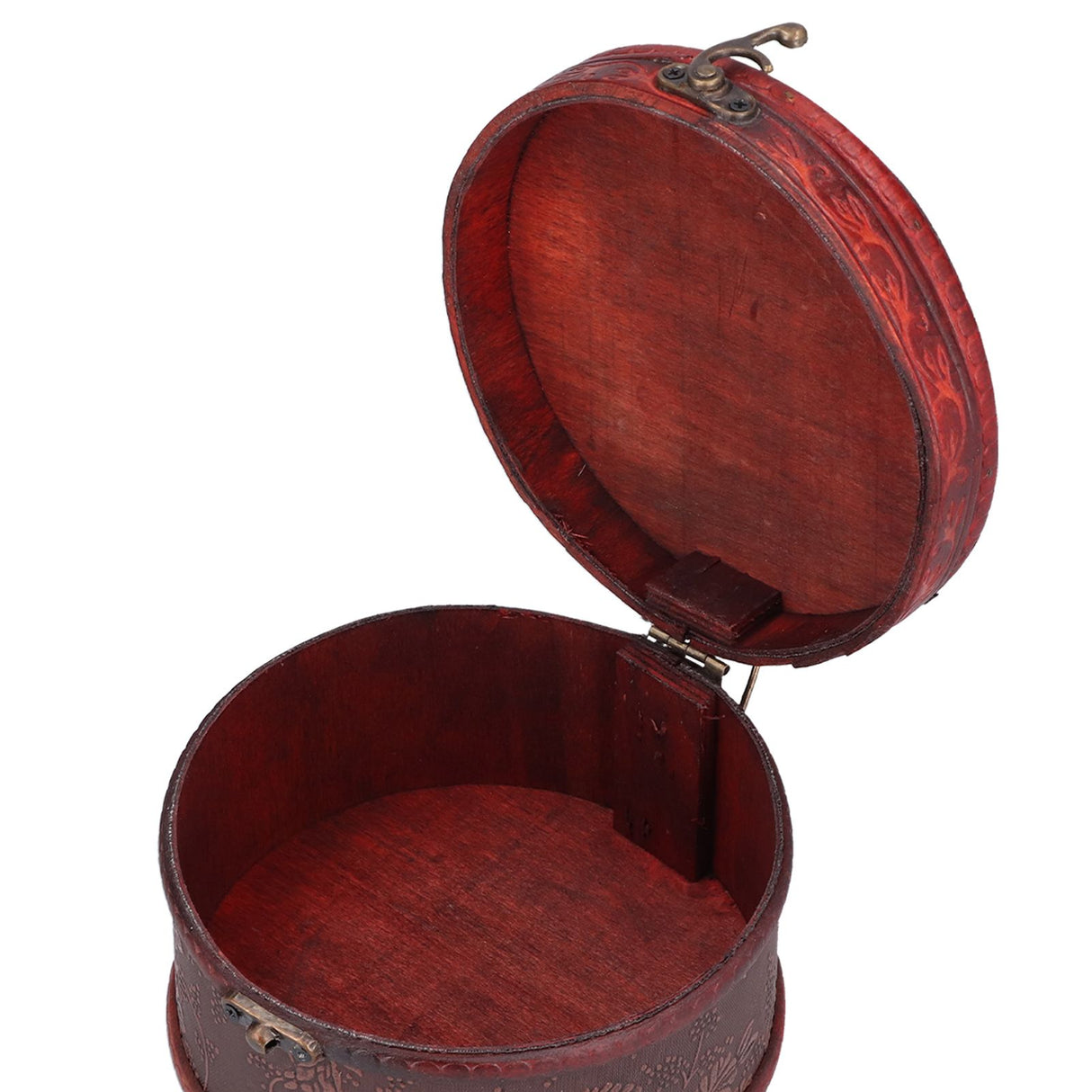 2Pcs Classical Jewelry Box with Buckle Cylinder Shape Antique Storage Case for Necklace Bracelet