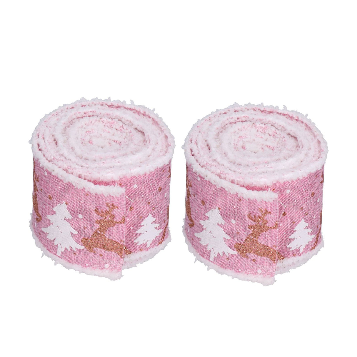 2 Rolls Christmas Ribbon 5m Wired Edge Ribbon DIY Gift Wrapping Craft Ribbon for Home Festival Decoration