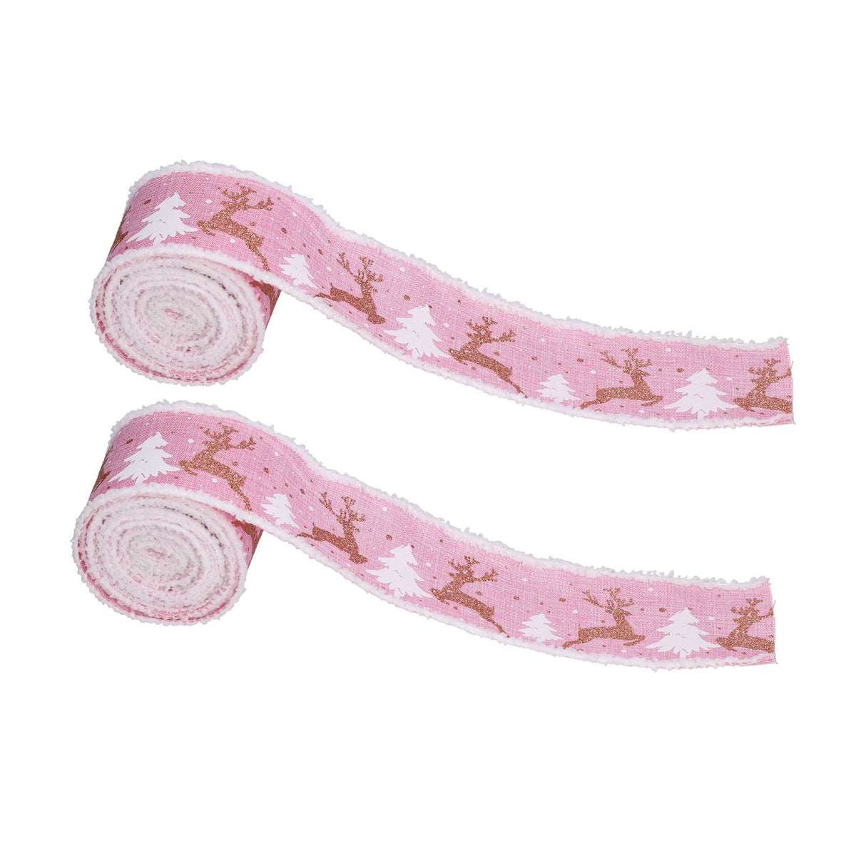 2 Rolls Christmas Ribbon 5m Wired Edge Ribbon DIY Gift Wrapping Craft Ribbon for Home Festival Decoration