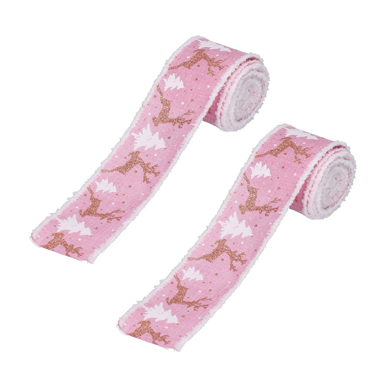 2 Rolls Christmas Ribbon 5m Wired Edge Ribbon DIY Gift Wrapping Craft Ribbon for Home Festival Decoration