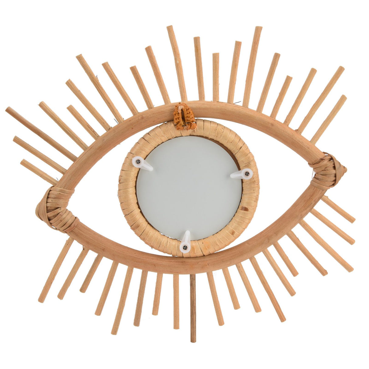 Nordic Makeup Mirror Rattan Woven Eye Shape Wall Hanging Mirror for Home Hotel Bathroom Decoration