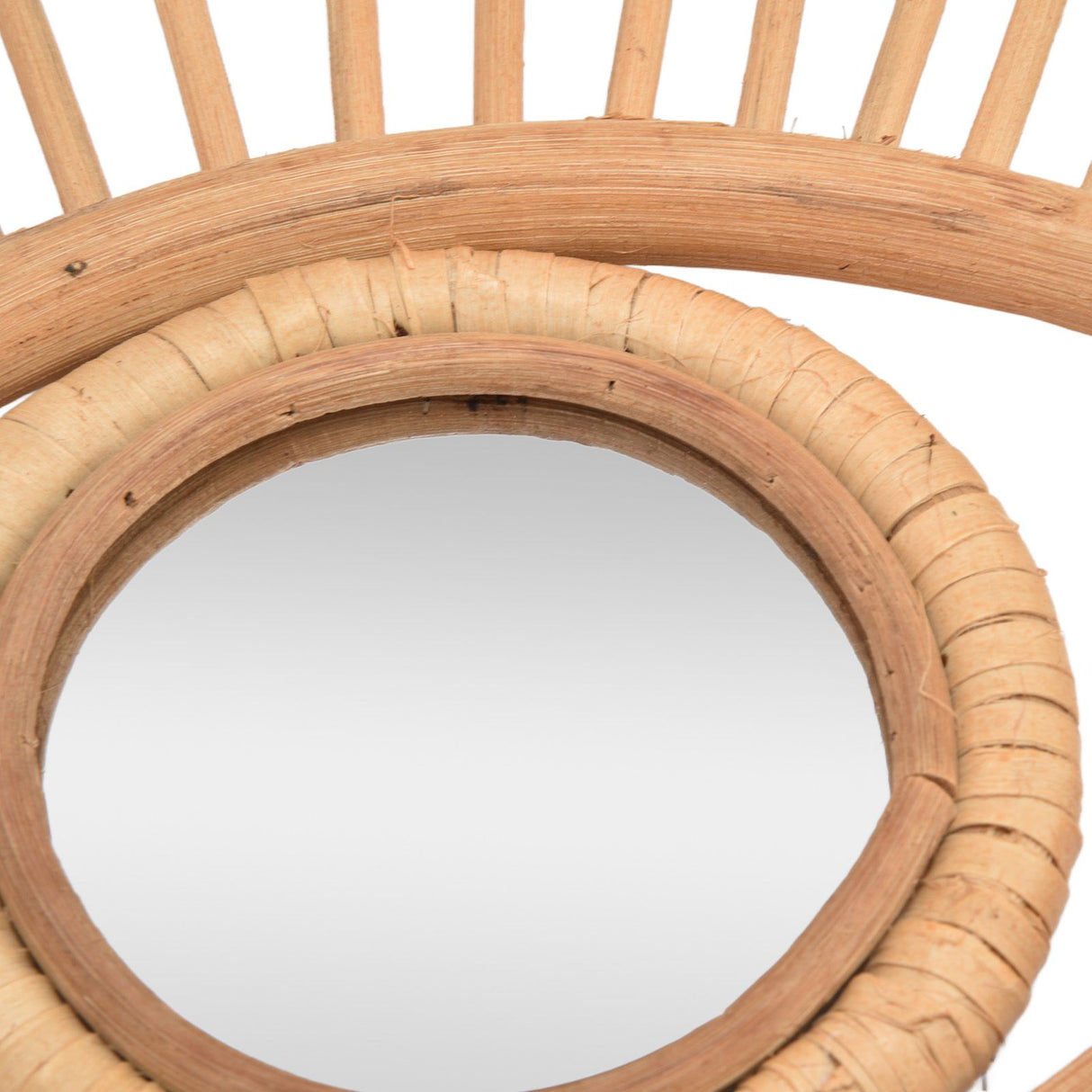 Nordic Makeup Mirror Rattan Woven Eye Shape Wall Hanging Mirror for Home Hotel Bathroom Decoration