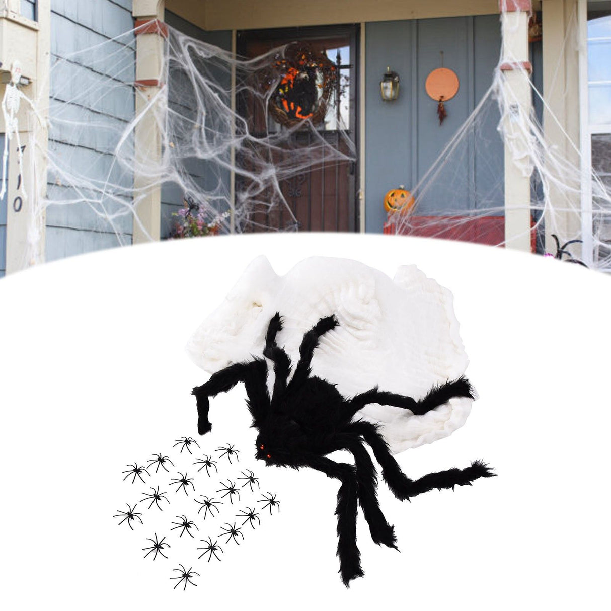 Decorative Spider Spook House Artificial Spider with Fake Cobweb for Party Halloween Festival Decoration