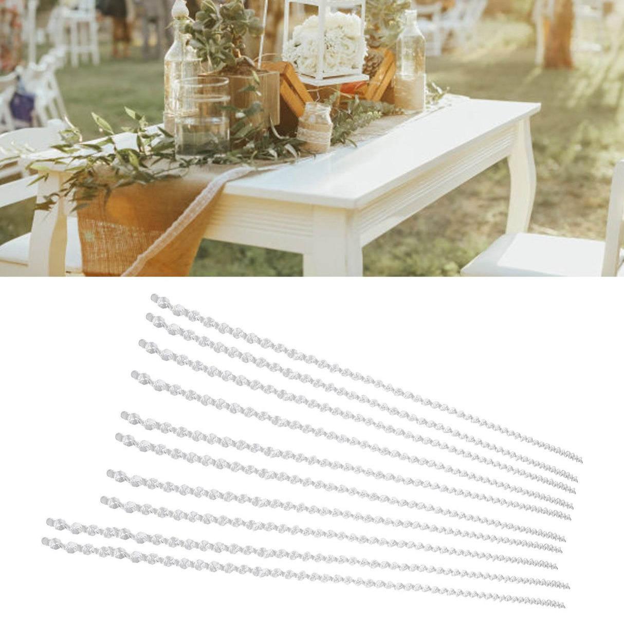 14mm Octagonal Bead String Acrylic Crystal Pearl Chains for Birthday Wedding PartyTransparent 10 Strips