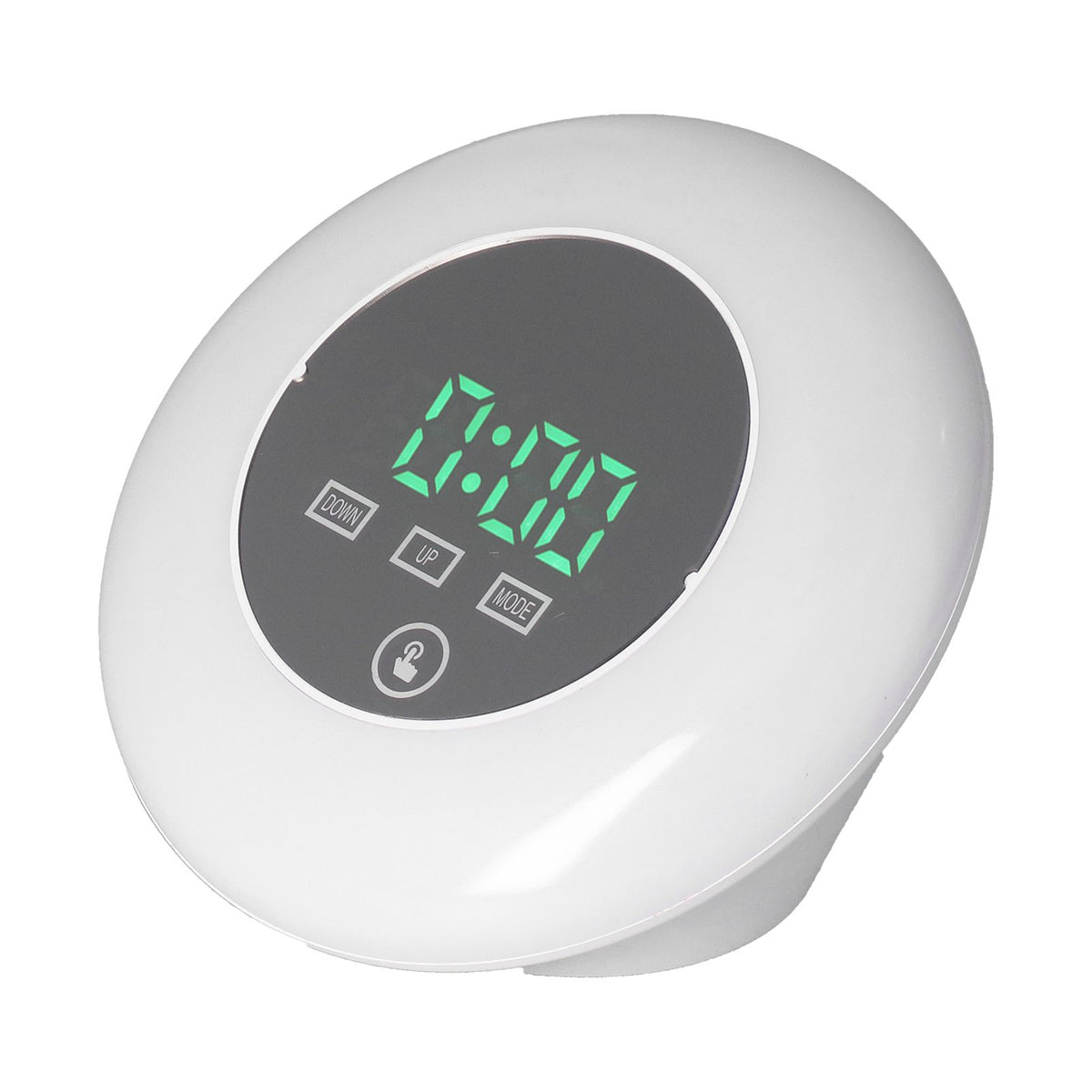 LED Digital Alarm Clock Mirror Clock Thermometer Clock 7 Color Electronic Clock for Bedroom OfficeGreen Word