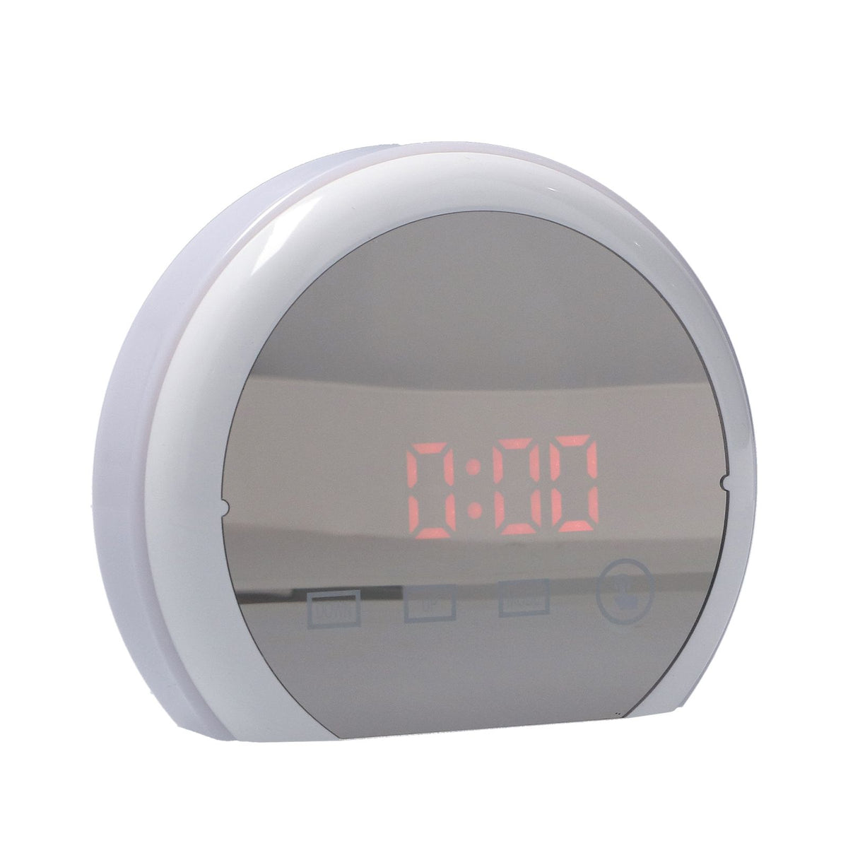 Digital LED Mirror Clock with 7 Color Lighting Snooze Alarm Clock Temperature Date Time DisplayRed Word