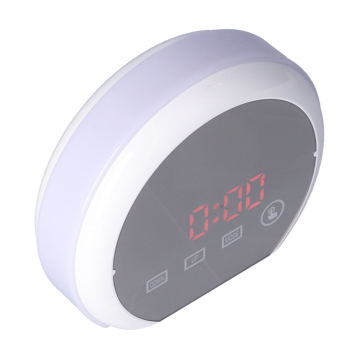 Digital LED Mirror Clock with 7 Color Lighting Snooze Alarm Clock Temperature Date Time DisplayRed Word