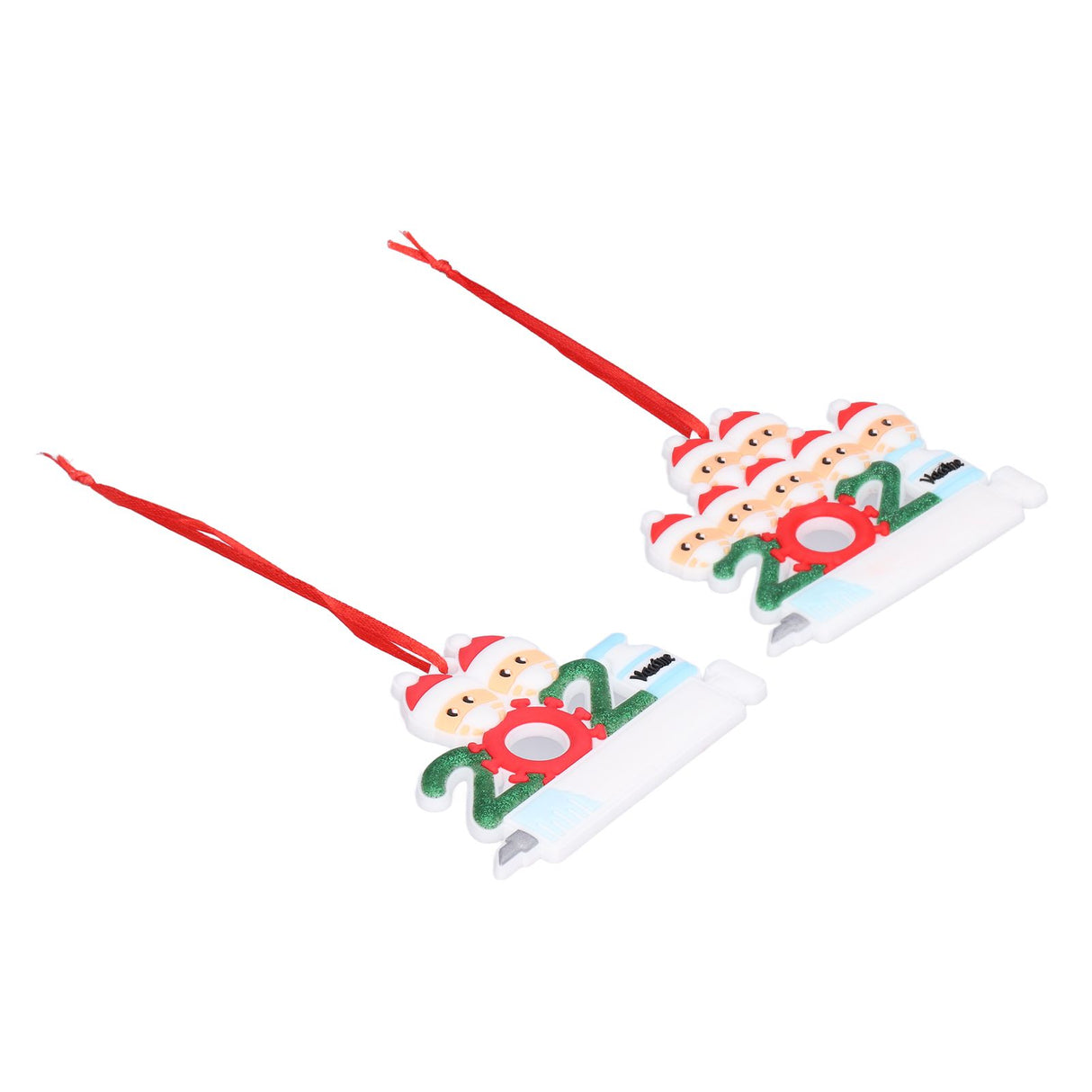 2pcs 2021 Vaccine Christmas Ornaments Hanging Personalized Christmas Tree Ornaments for Friends and FamilyFamily of Two+Seven