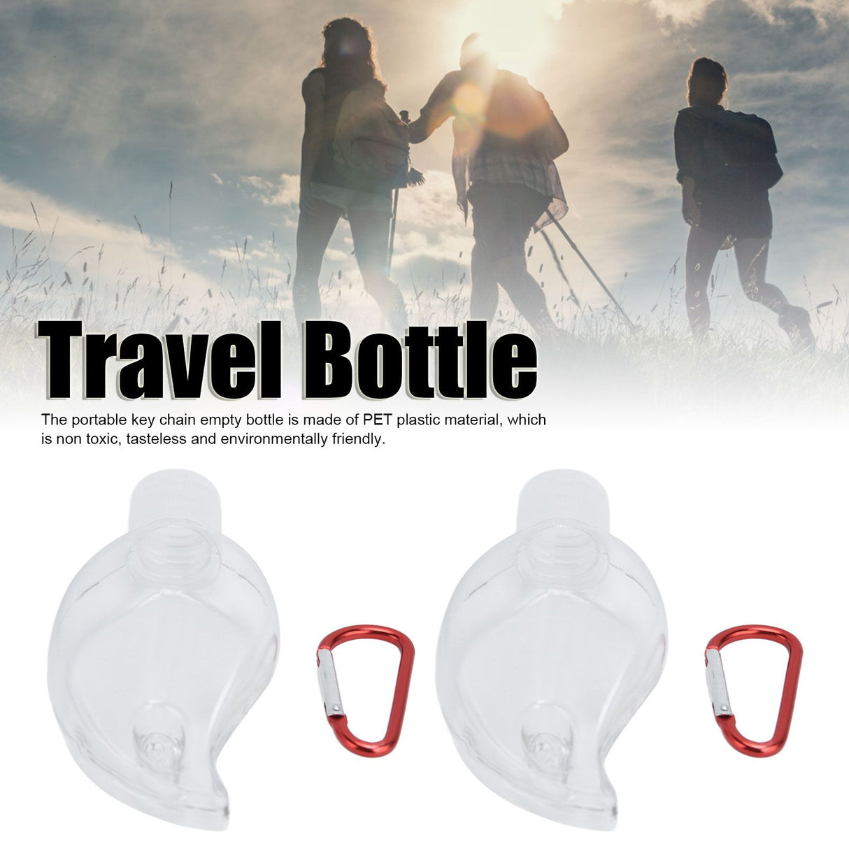 2Set 50ml Travel Bottle with Keychain Flip Cap Plastic Liquid Bottle Refillable Leakproof Transparent Squeeze ContainerMaple Leaf
