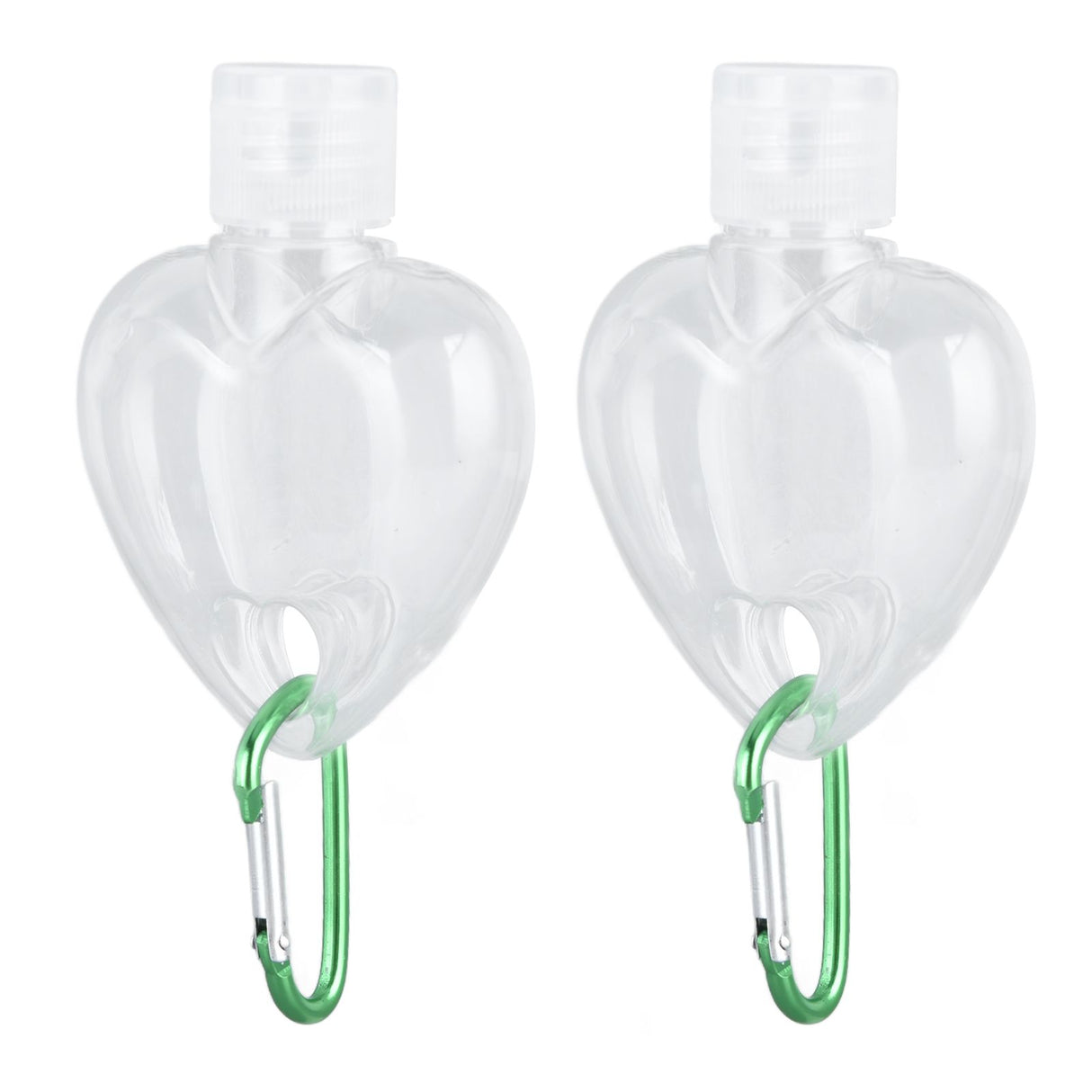 2Set 50ml Travel Bottle with Keychain Flip Cap Plastic Liquid Bottle Refillable Leakproof Transparent Squeeze ContainerHeart Shaped