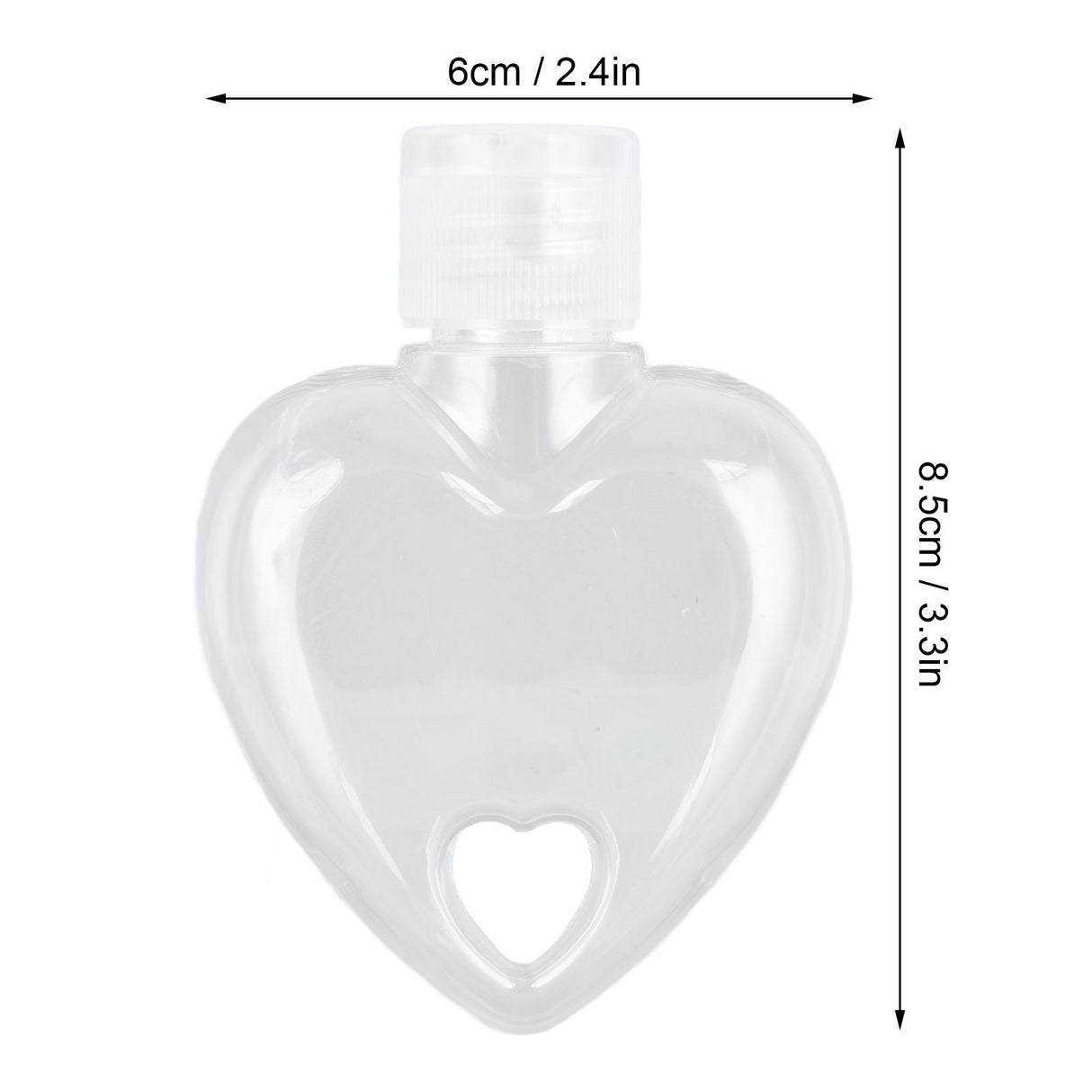 2Set 50ml Travel Bottle with Keychain Flip Cap Plastic Liquid Bottle Refillable Leakproof Transparent Squeeze ContainerHeart Shaped