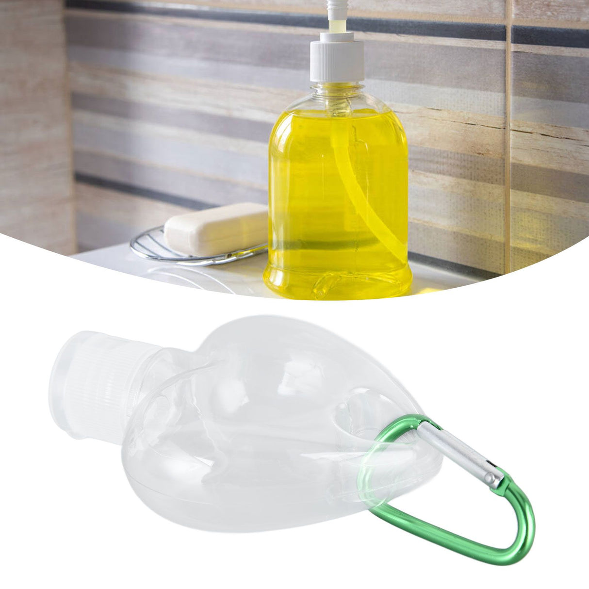 2Set 50ml Travel Bottle with Keychain Flip Cap Plastic Liquid Bottle Refillable Leakproof Transparent Squeeze ContainerHeart Shaped