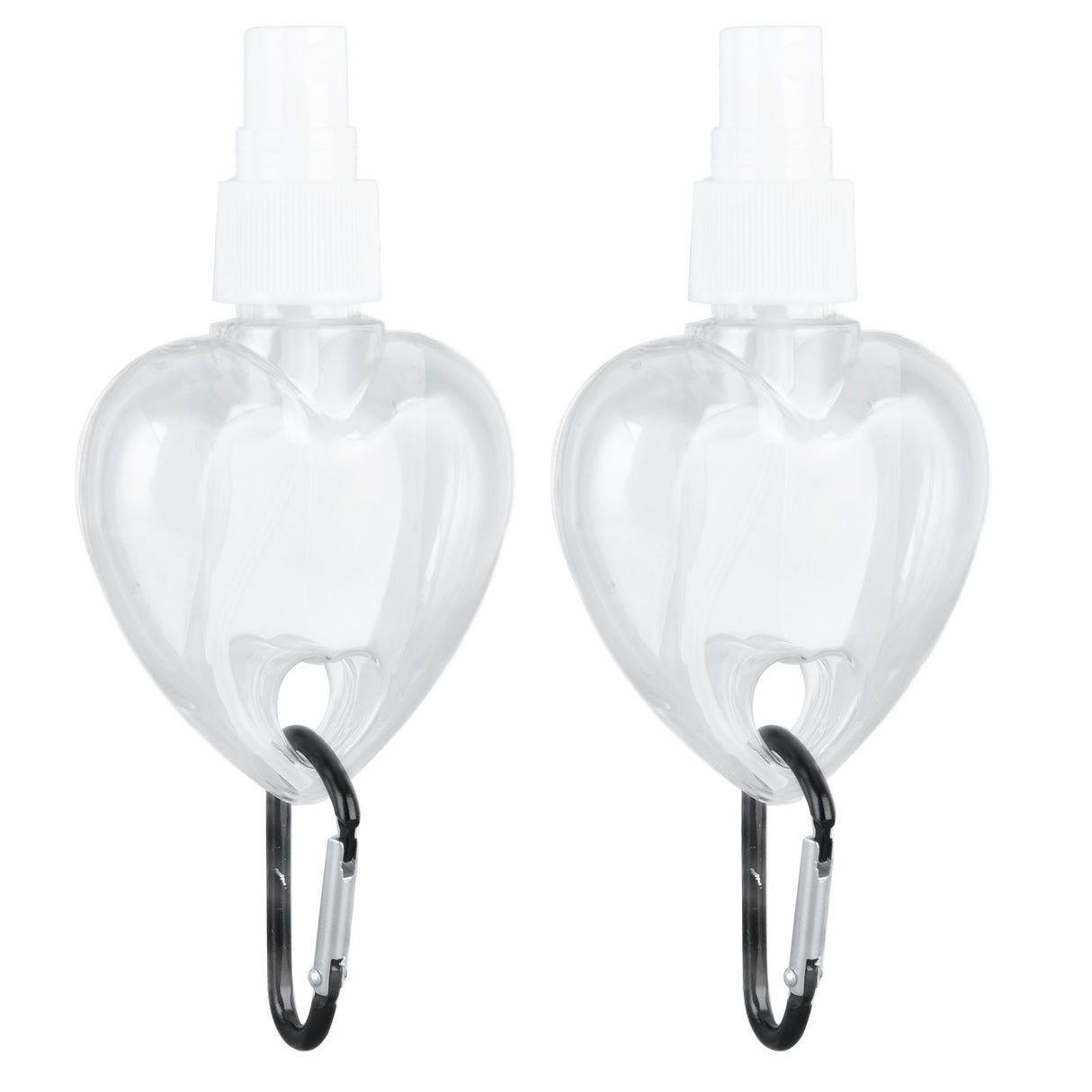 2 Pcs 50ml Travel Keychain Bottles Portable Plastic Clear Leakproof Refillable Empty Squeeze Container for Hand SoapHeart Shaped