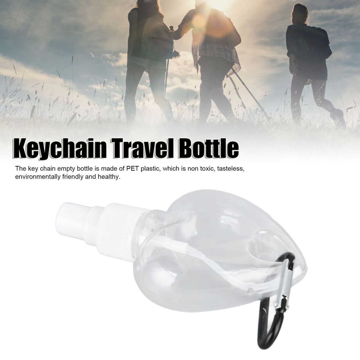 2 Pcs 50ml Travel Keychain Bottles Portable Plastic Clear Leakproof Refillable Empty Squeeze Container for Hand SoapHeart Shaped