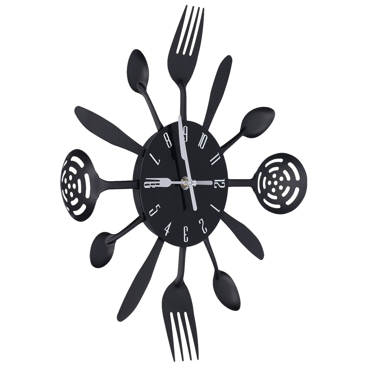 Black Kitchen Wall Clock Removable Modern Cutlery Kitchen Spoon Fork Wall Clock Home Decoration