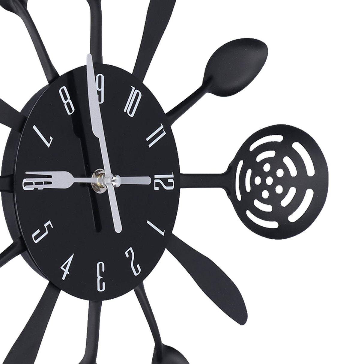 Black Kitchen Wall Clock Removable Modern Cutlery Kitchen Spoon Fork Wall Clock Home Decoration