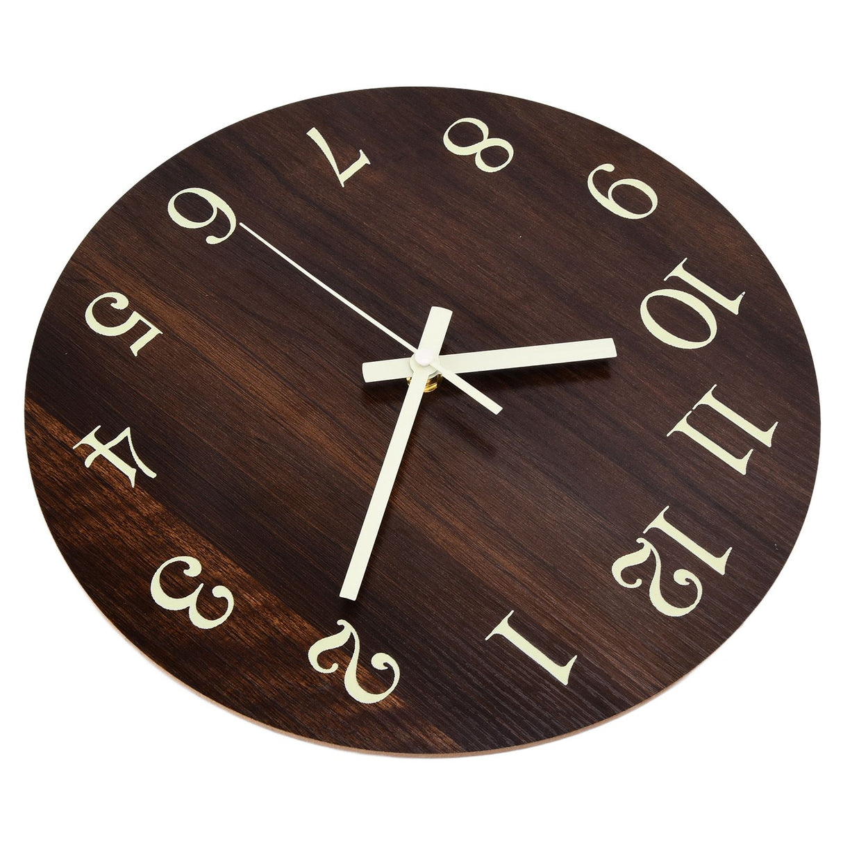 Wood Wall Clock Retro Style Quiet Silent Quartz Movement 3D Luminous Retro Wall Clock for Bedroom Office Kitchen