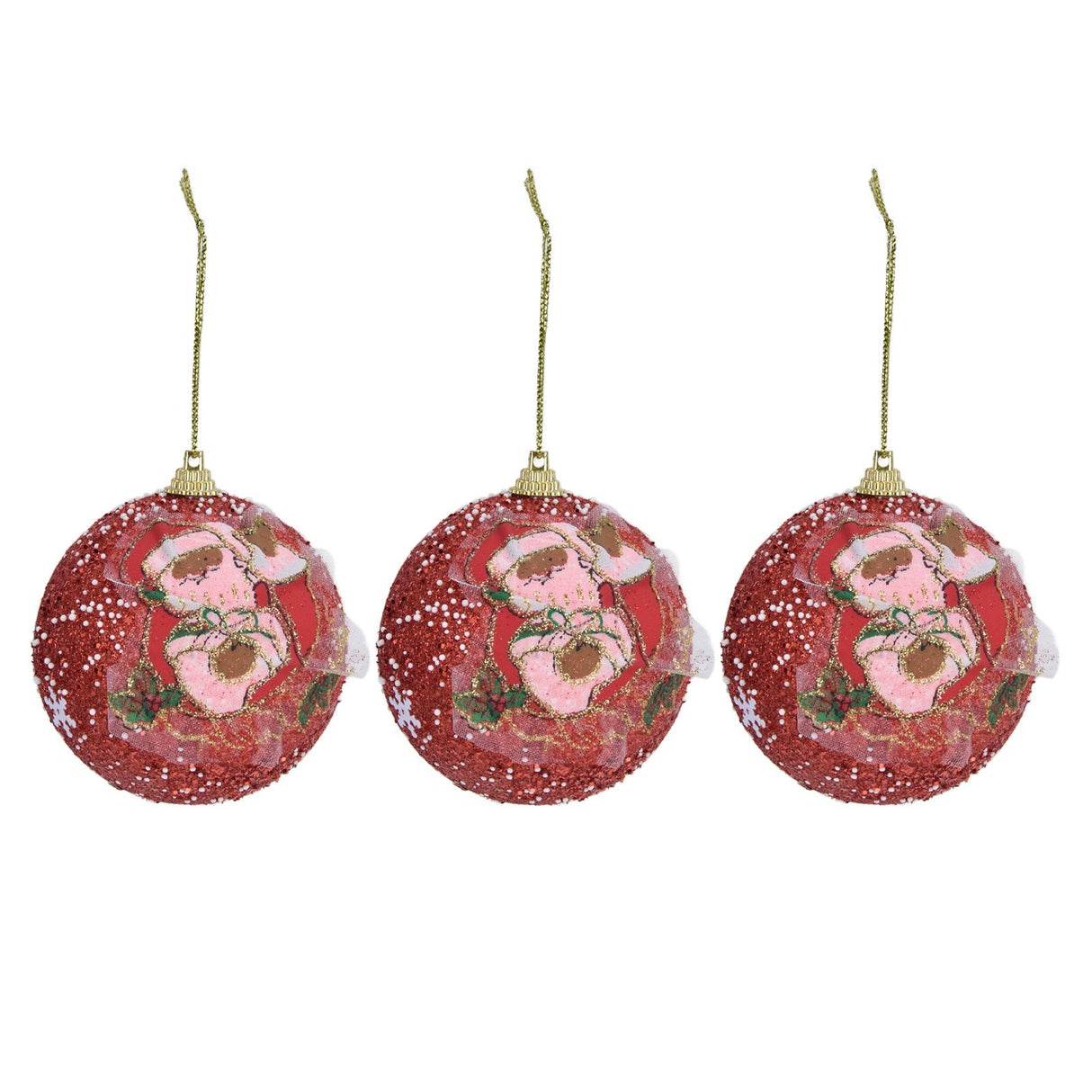 3PCS Christmas Ball Foam Hanging Christmas Tree Ornament for Festival Party DecorationRed