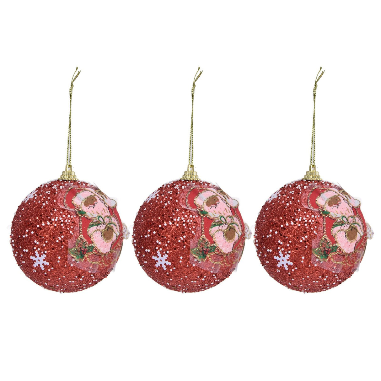 3PCS Christmas Ball Foam Hanging Christmas Tree Ornament for Festival Party DecorationRed