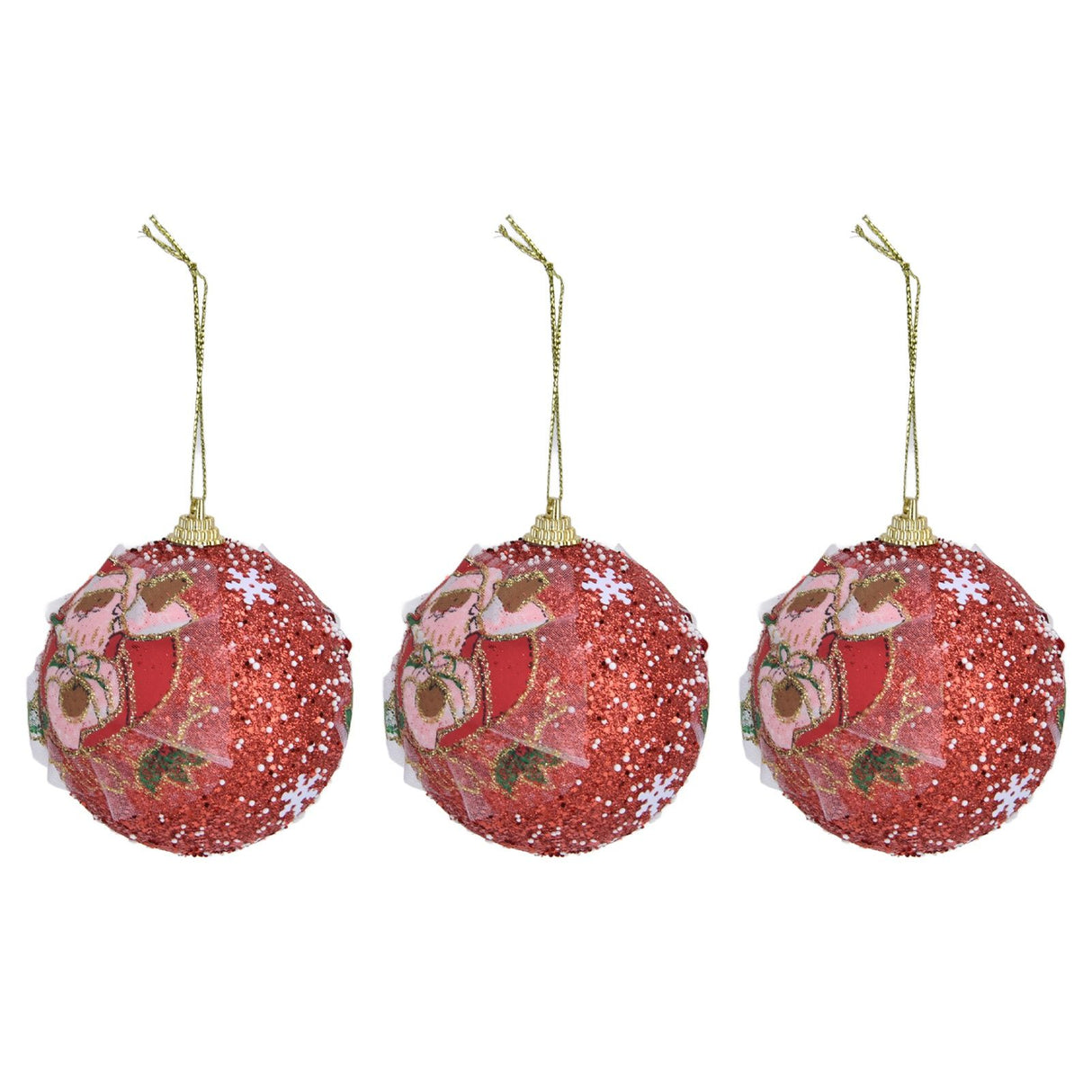 3PCS Christmas Ball Foam Hanging Christmas Tree Ornament for Festival Party DecorationRed