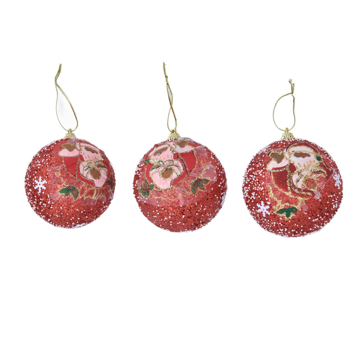 3PCS Christmas Ball Foam Hanging Christmas Tree Ornament for Festival Party DecorationRed