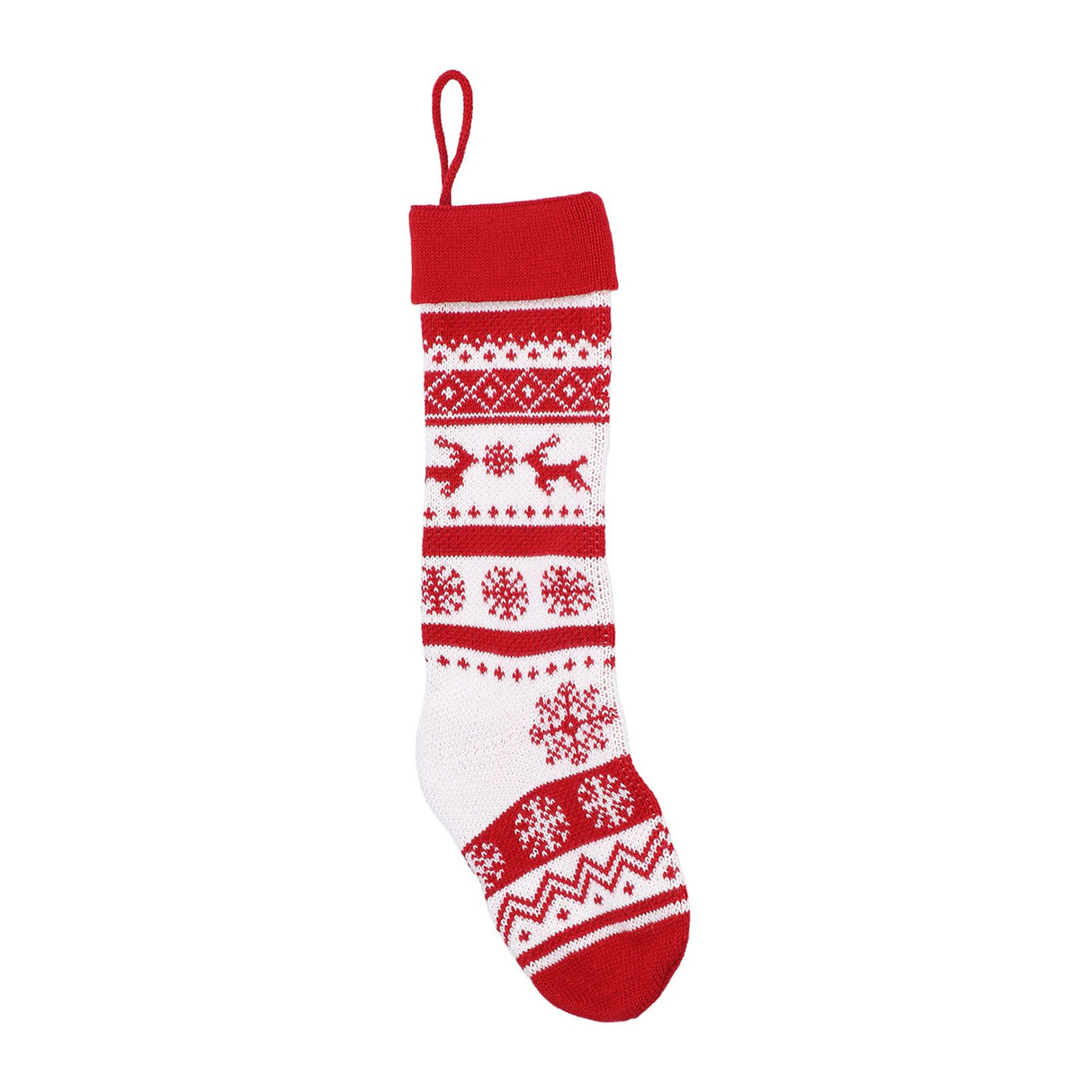 Large Knitted Christmas Stocking with Candy Bag Lovely Christmas Decorations Hanging StockingsDouble Deer