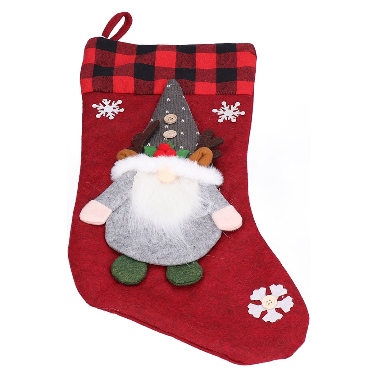 Christmas Stocking with Faceless Doll Decor Home Shop Party Xmas Tree Gift Bag Ornament PendantRed