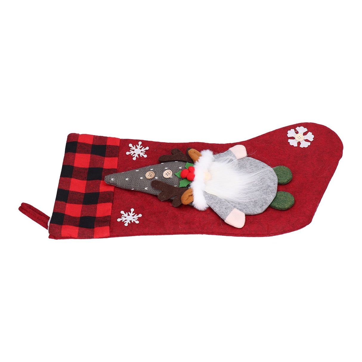 Christmas Stocking with Faceless Doll Decor Home Shop Party Xmas Tree Gift Bag Ornament PendantRed