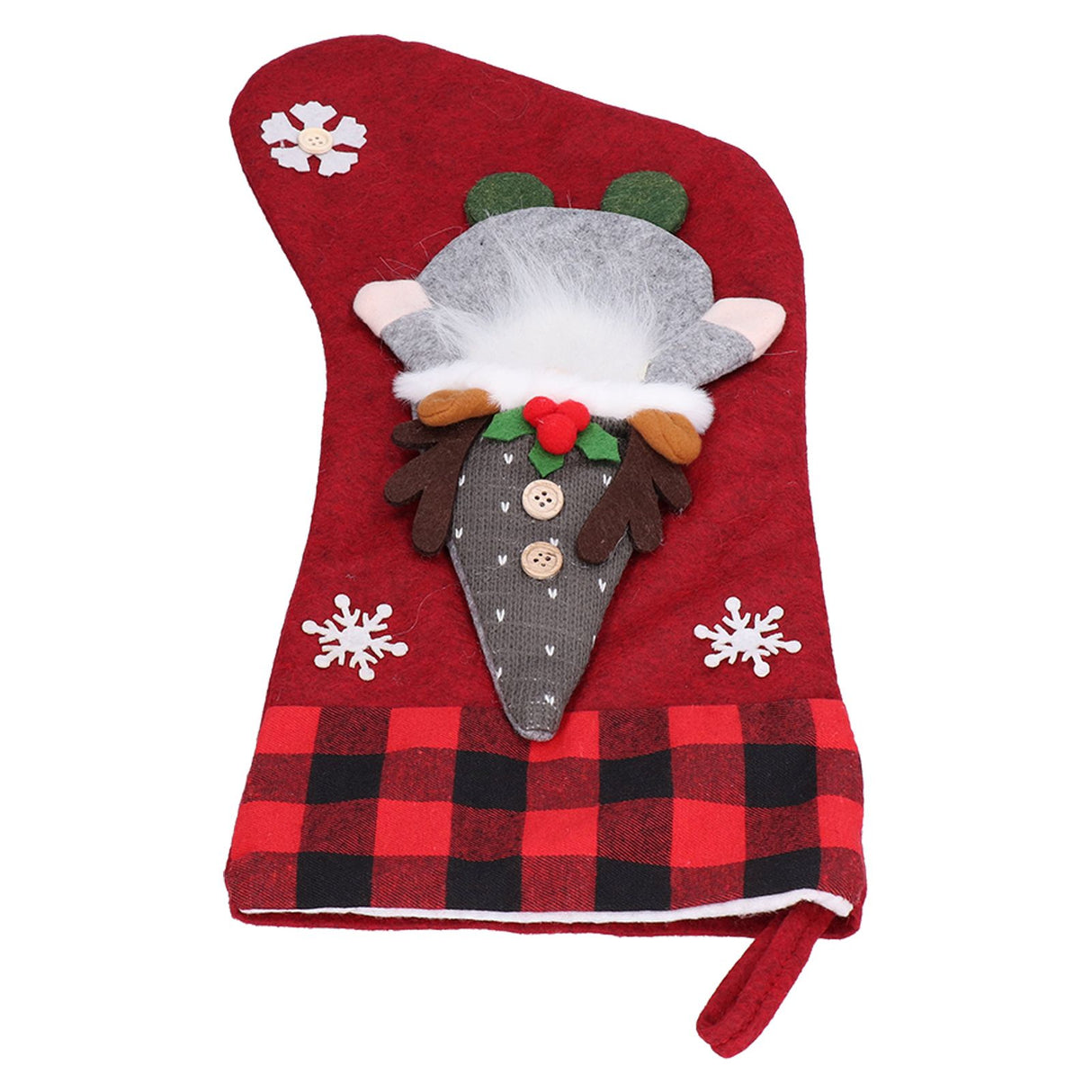 Christmas Stocking with Faceless Doll Decor Home Shop Party Xmas Tree Gift Bag Ornament PendantRed