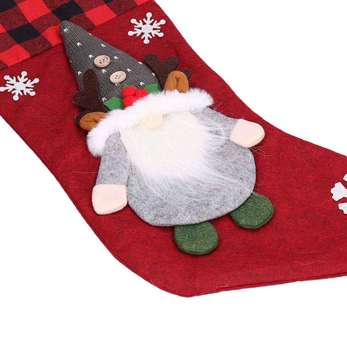 Christmas Stocking with Faceless Doll Decor Home Shop Party Xmas Tree Gift Bag Ornament PendantRed