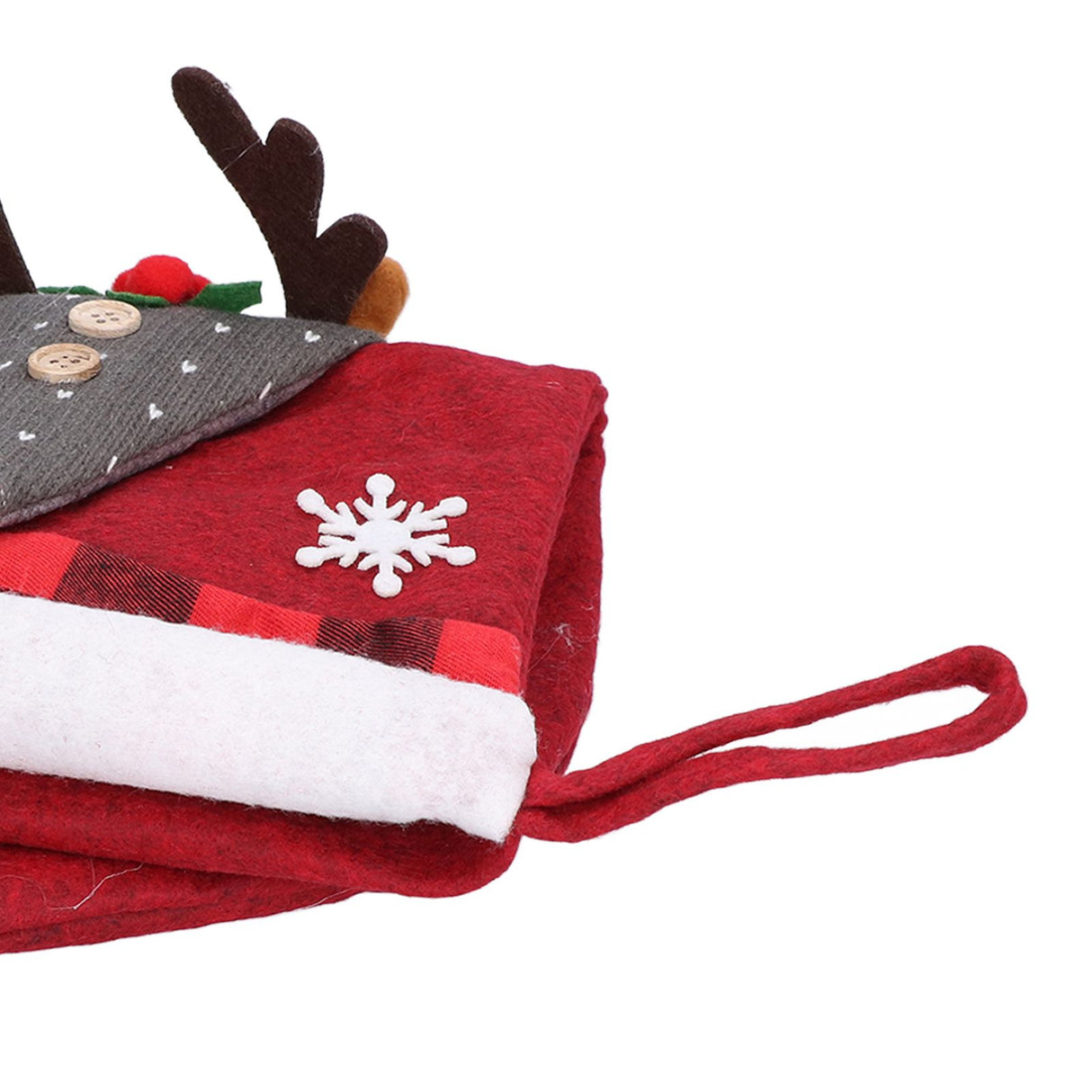 Christmas Stocking with Faceless Doll Decor Home Shop Party Xmas Tree Gift Bag Ornament PendantRed
