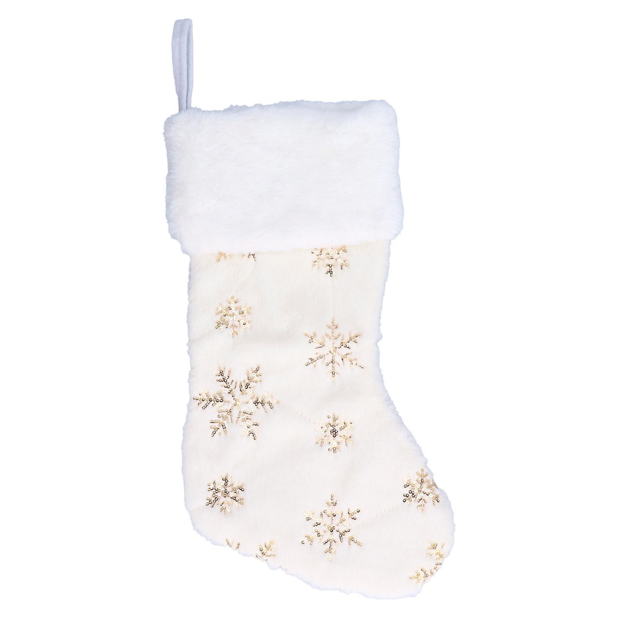 Polyester Christmas Stocking Pendant with Embroidery Snowflake Pattern Xmas Tree Decoration OrnamentGold