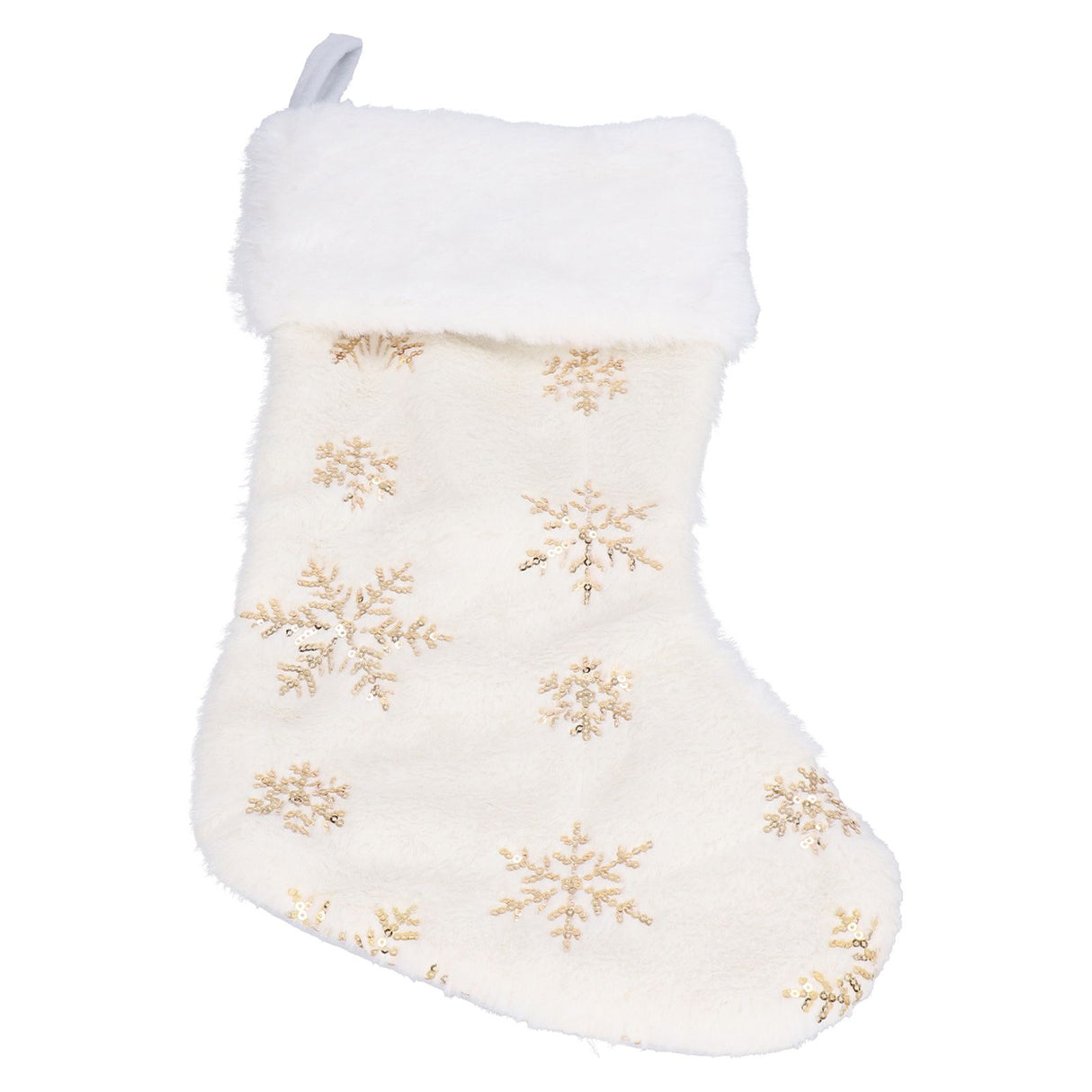 Polyester Christmas Stocking Pendant with Embroidery Snowflake Pattern Xmas Tree Decoration OrnamentGold