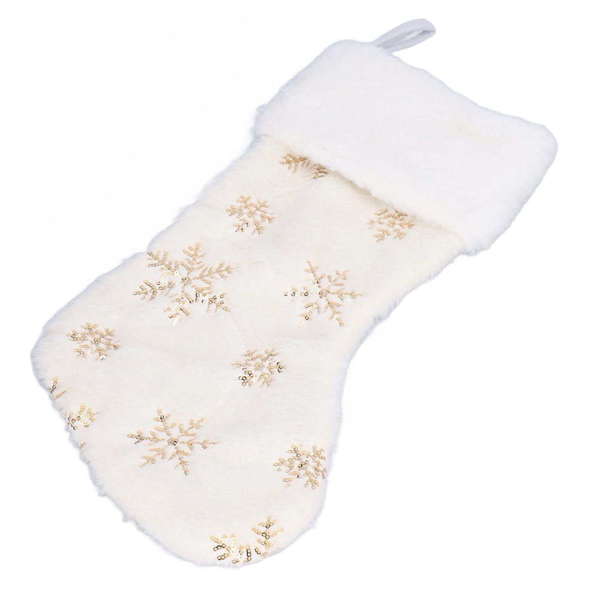Polyester Christmas Stocking Pendant with Embroidery Snowflake Pattern Xmas Tree Decoration OrnamentGold