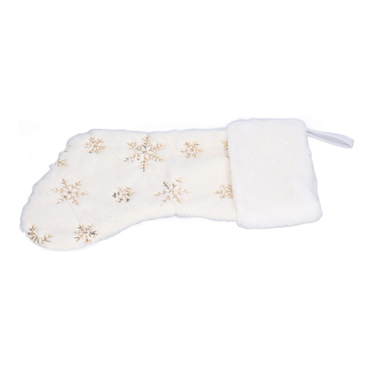 Polyester Christmas Stocking Pendant with Embroidery Snowflake Pattern Xmas Tree Decoration OrnamentGold