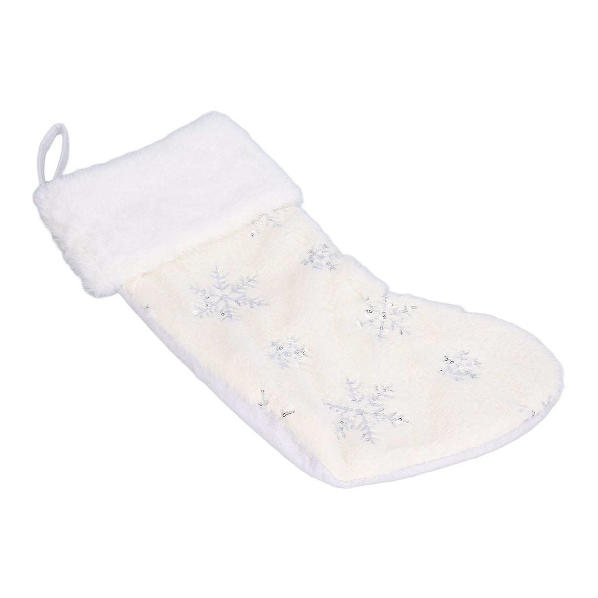Polyester Christmas Stocking Pendant with Embroidery Snowflake Pattern Xmas Tree Decoration OrnamentSilver