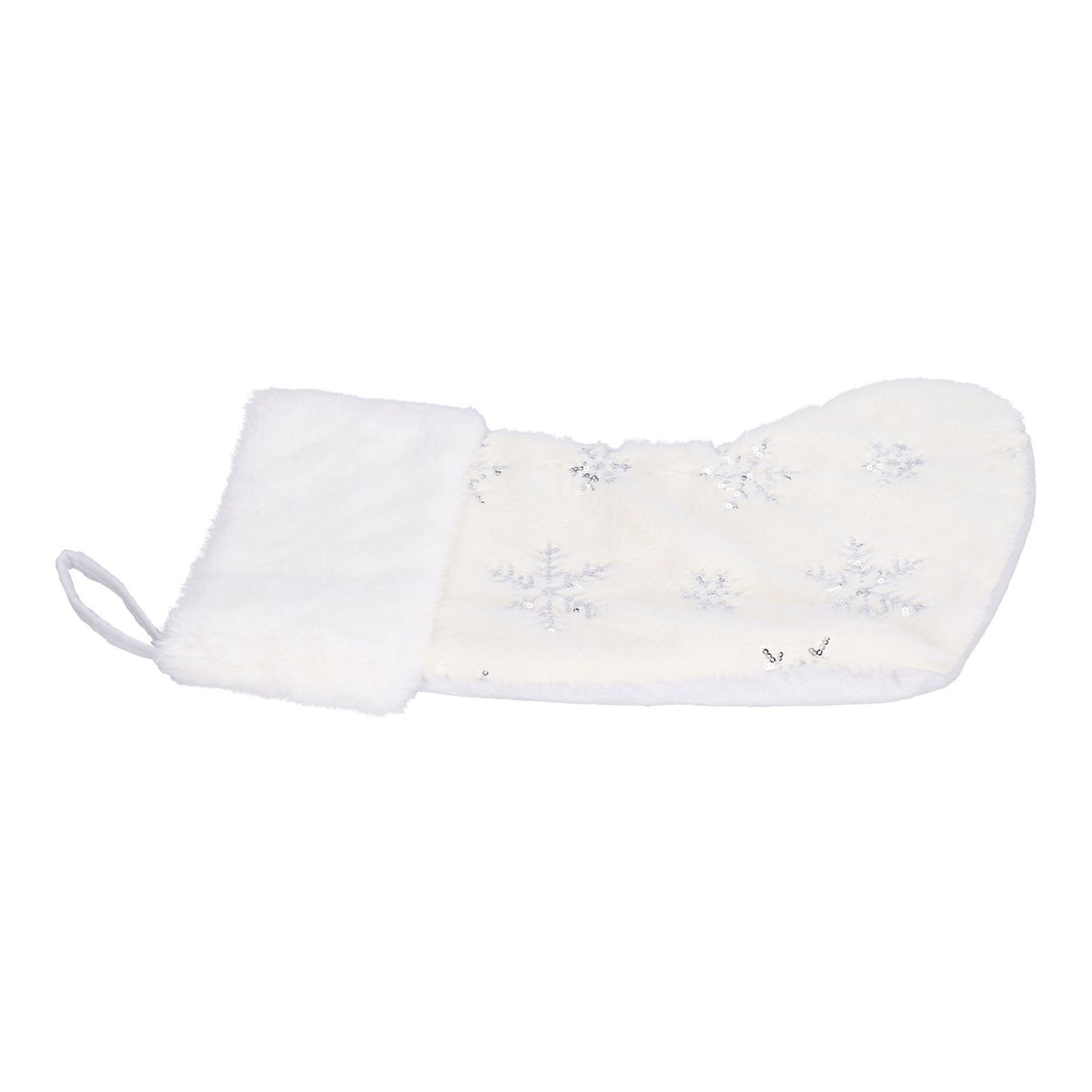 Polyester Christmas Stocking Pendant with Embroidery Snowflake Pattern Xmas Tree Decoration OrnamentSilver
