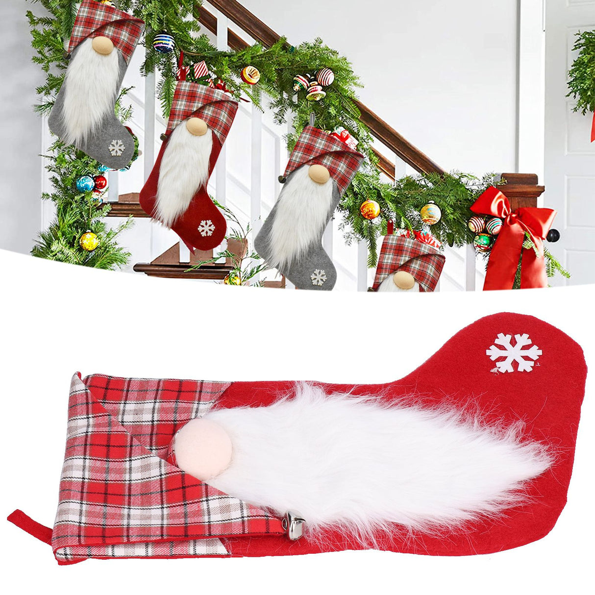 Christmas Stocking Christmas Tree Ornament Gift Bag Christmas Pendant Stocking for Home Party DecorationRed