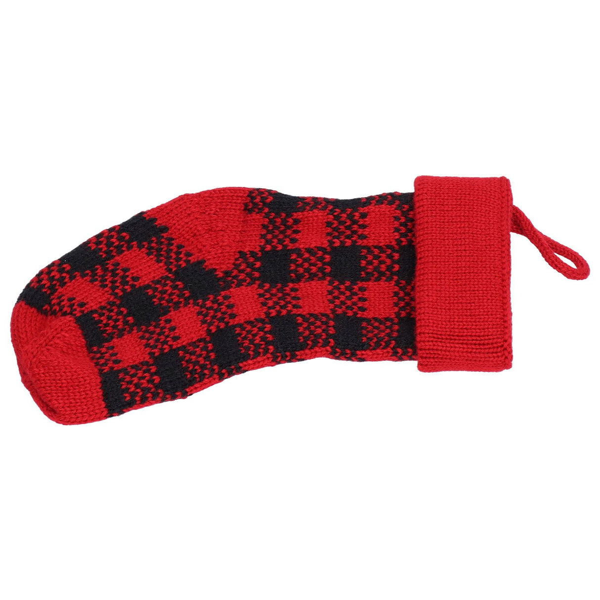 Mini Knitting Christmas Stocking Acrylic Fiber Xmas Tree Hanging Pendant Ornament Home Party Decoration(Red Black )