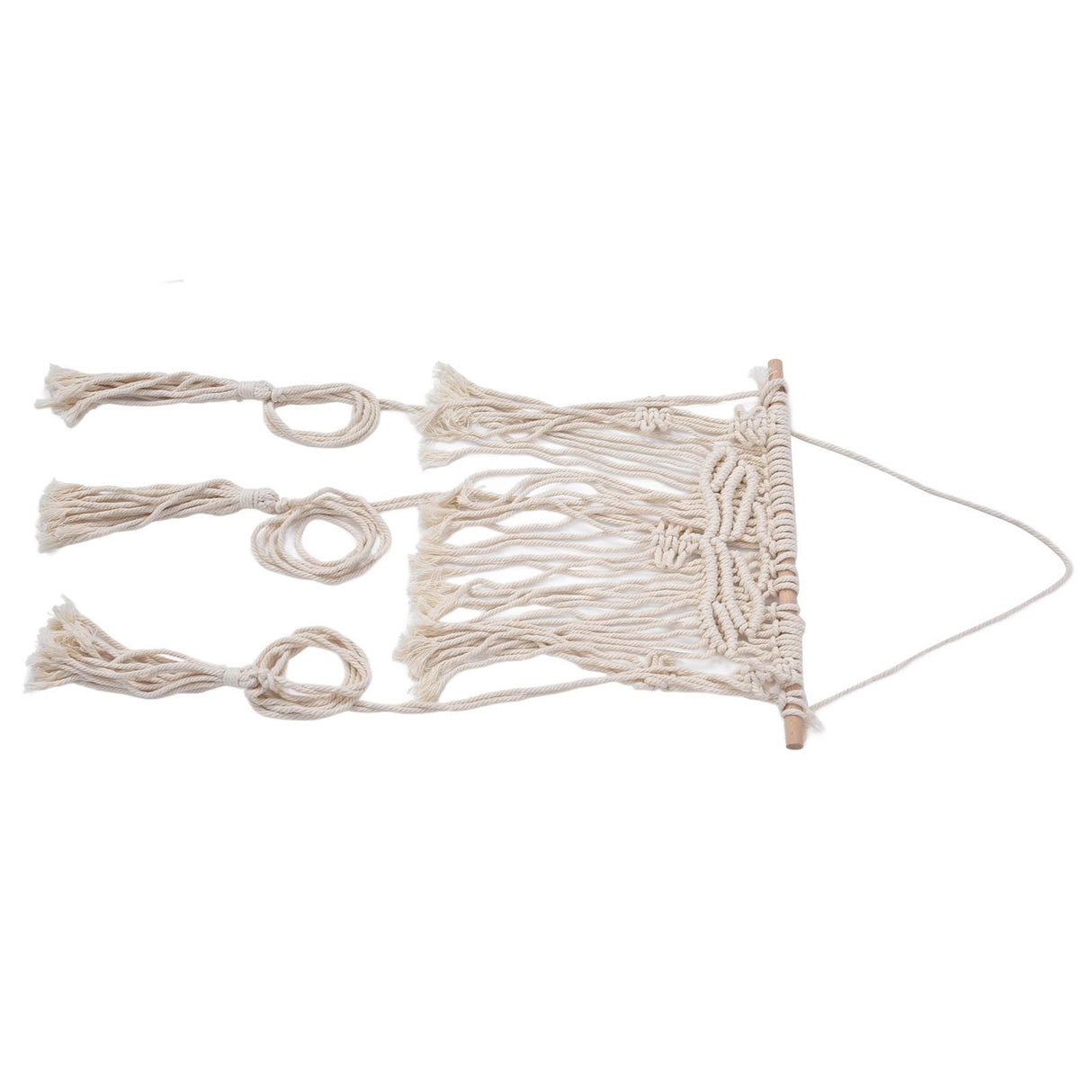 Boho Hat Wall Hanging Rack Cotton Rope Woven Bohemian Caps Holder for Home Office StudioType B