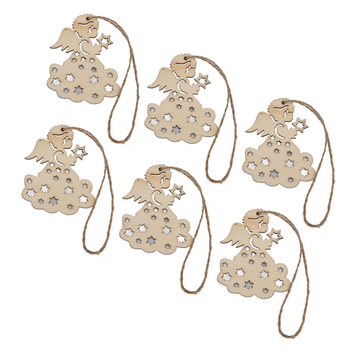 40pcs Christmas Tree Ornaments Wooden Hallow Cute Christmas Hangings with Lanyards for Christmas Tree Decoration Gift
