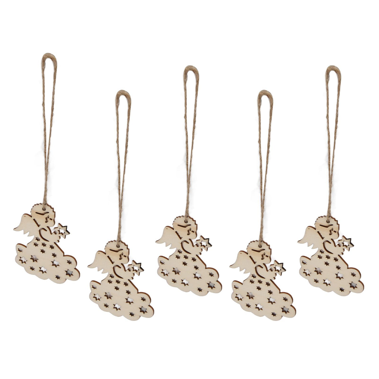 40pcs Christmas Tree Ornaments Wooden Hallow Cute Christmas Hangings with Lanyards for Christmas Tree Decoration Gift