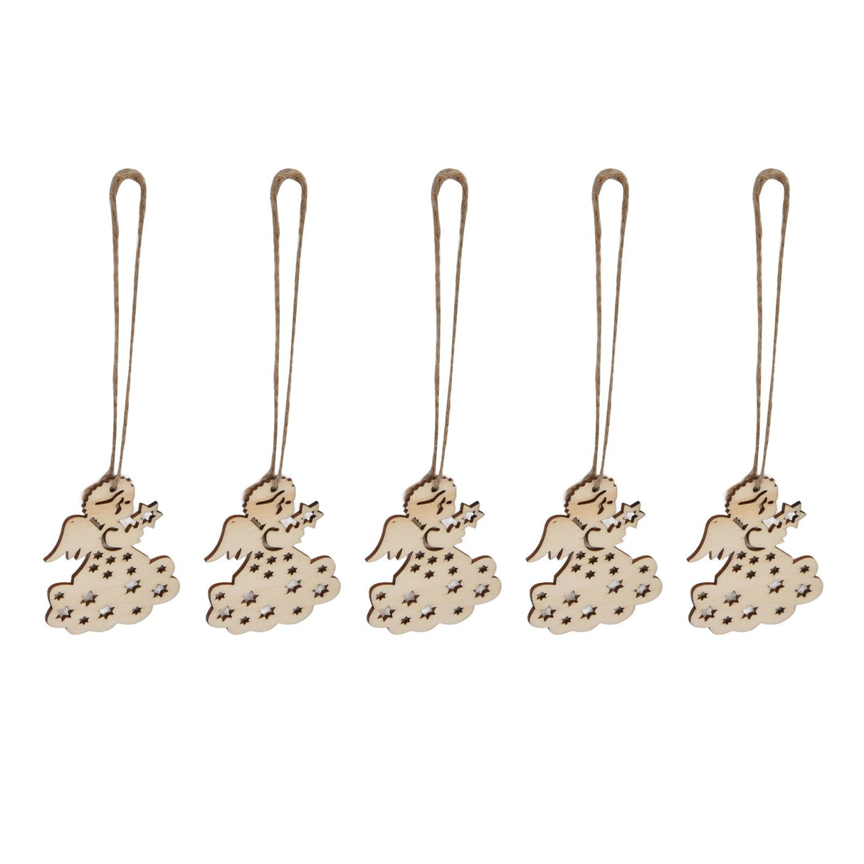 40pcs Christmas Tree Ornaments Wooden Hallow Cute Christmas Hangings with Lanyards for Christmas Tree Decoration Gift