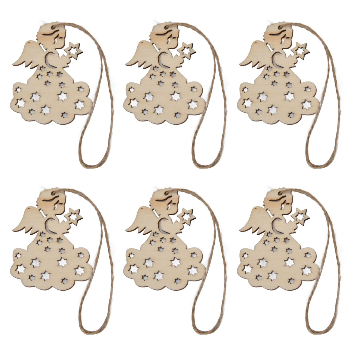 40pcs Christmas Tree Ornaments Wooden Hallow Cute Christmas Hangings with Lanyards for Christmas Tree Decoration Gift